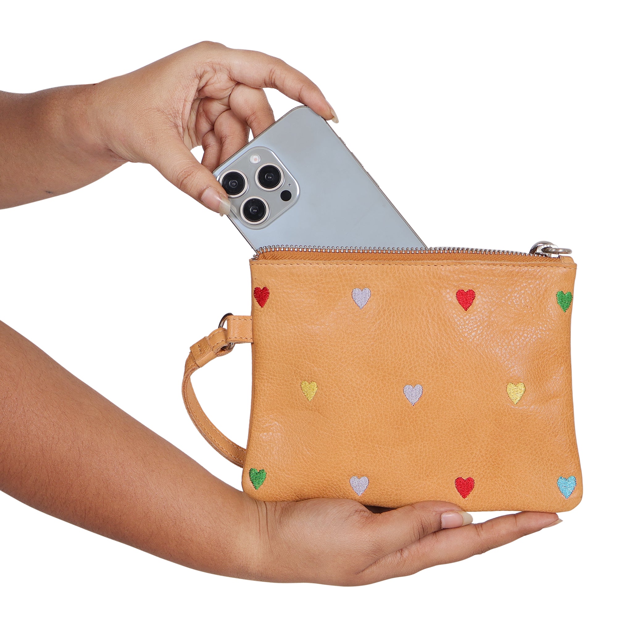 Heart Leather Zip Pouch - Image 3